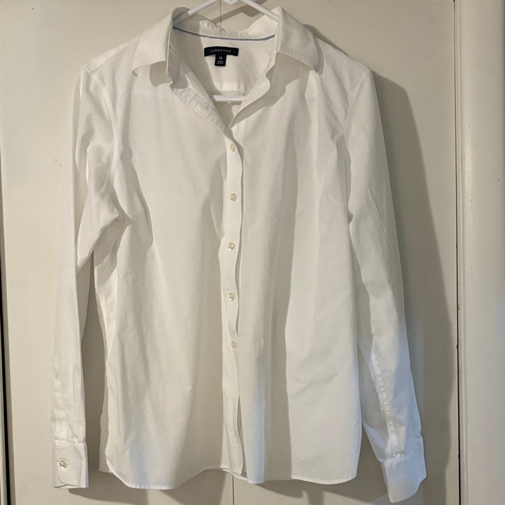 Lands' End , Never worn, Size 14 White Button-Down Shirt